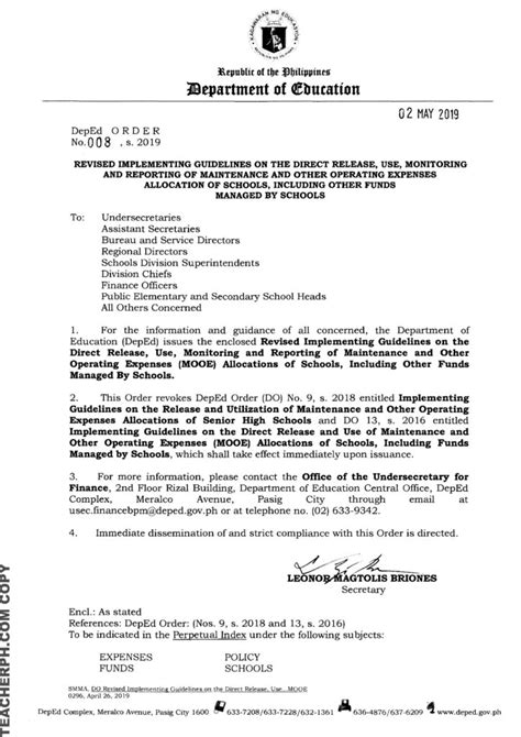 mooe@deped.gov.ph|Deped Releases Revised Guidelines on Schools MOOE.